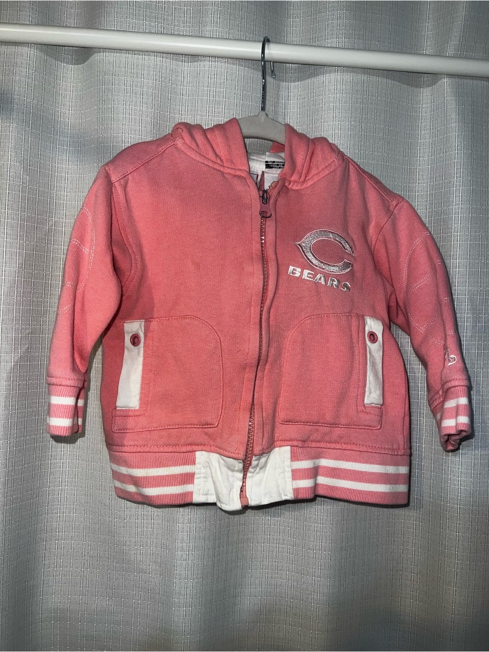 NFL Kids Pink Hooded Zip-Up Sweatshirt with Bears Logo